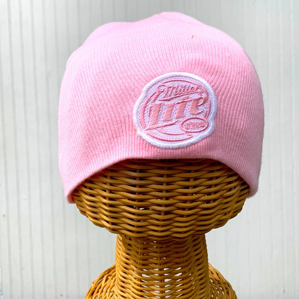 Baby pink Miller Lite beanie cap